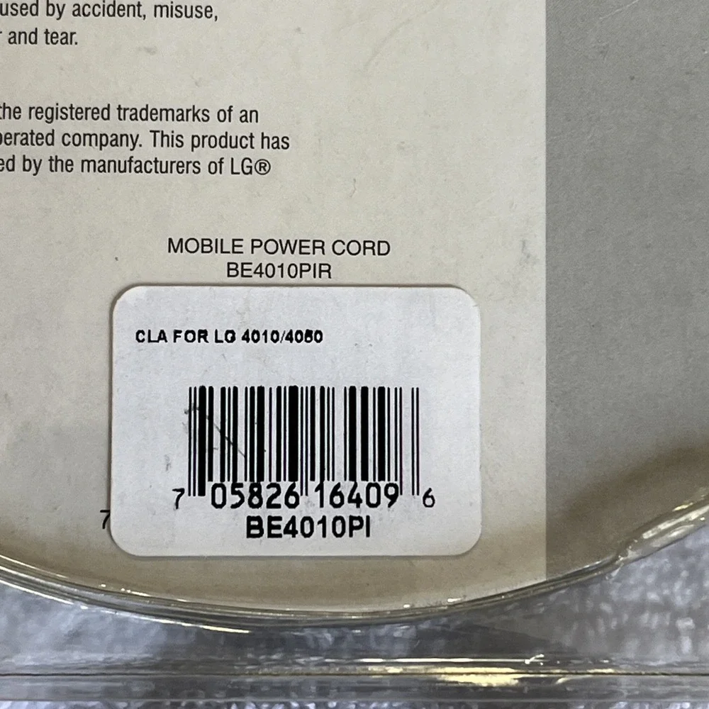 NEW Mobile Power Cord For LG Phones NIB -lighter